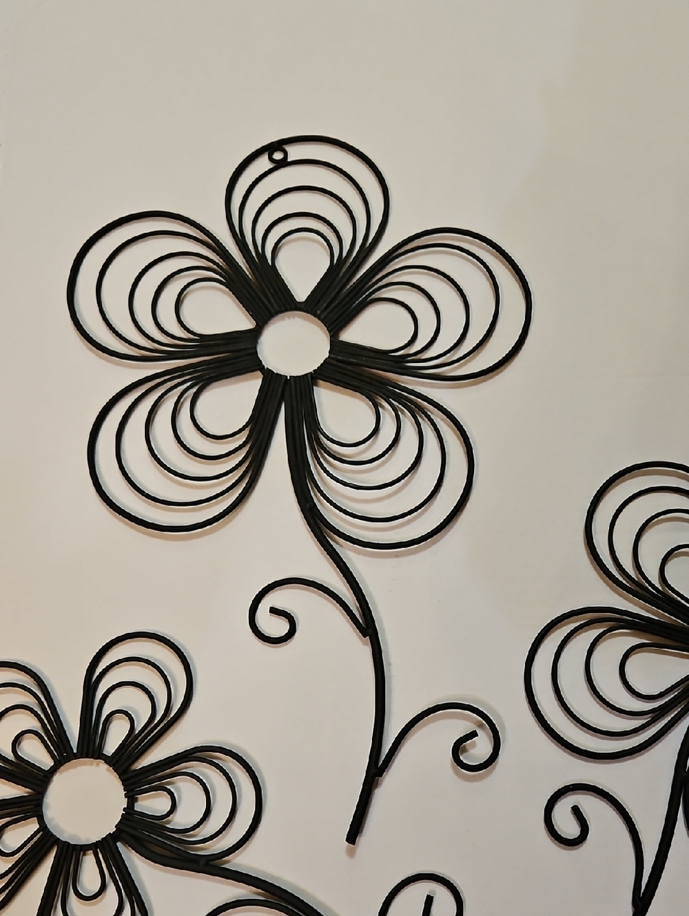 3 Piece Black Floral Metal Wall Decor - Decorative Flower Wall Art - Picture 3 of 8
